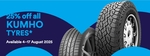 Get 25% off Kumho Tyres @ mycar Tyre & Auto
