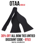 30% OFF All Bow Ties (SELF TIE, UNTIED) Only | Free Shipping | Australia | Discount Code BTU3