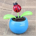 Flip Flap Solar Powered Lady Beetles Swing Car Toy Gift Blue USD $1.72 Shipped