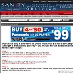 Panasonic 3D Blu-Ray Player + 4x Blu Rays/DVD's Bundle $149 Instore or $164 Delivered @ Sanity