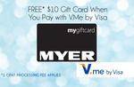 $10 Myer Digital Gift Card, 1c with V.me