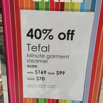 40% off Tefal Minute Garment Steamer $99 (save $70) @ Myer