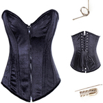Ladies Sexy Lace up Back Zipper Front Spandex Pure Black Corset Bustier US $21.32 + Shipping @ Beelike