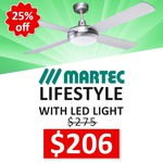 25% off Martec Lifestyle Ceiling Fan 52" Fan with LED Light – Now $206 @ The Fan Shop Adelaide