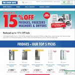 Up to 15% Off Select Washers, Dryers, Fridges & Freezers @ The Good guys