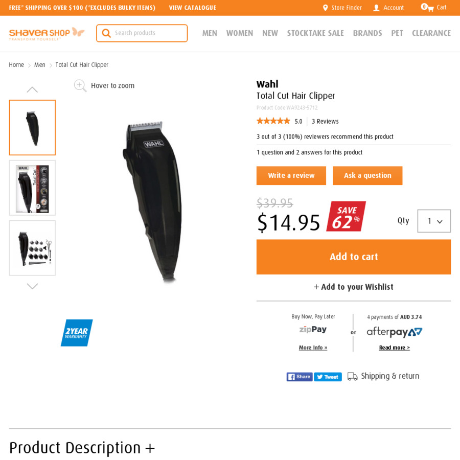 wahl salon series v7000 hair clipper review