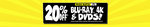 20% off Blu-Ray, 4K and DVDs at JB Hi-Fi - Online Now, in Store Tomorrow - Additional 10% off for Email Subscribers
