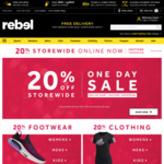 20% off Sitewide @ Rebel (Online from 5pm Friday, In-Store Saturday)