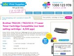 Brother TN2130/TN2150 H/Y Laser Toner Cartridge Compatible - 4500 Page Yield $32.90 + $8 Shipping