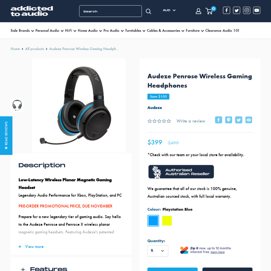 Audeze Penrose Wireless Gaming Headset $399 @ Addicted to Audio - OzBargain