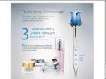 Free deluxe skincare samples of eye cream, day cream and serum from Lancome counter