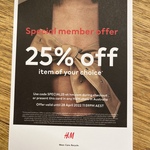 25% off Single Item for Members @ H&M (Online/In-Store)