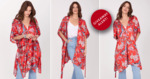 Win a Likemary Satin Kimono Cover Up in Red Birds of Paradise Print from Likemary