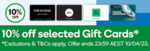 10% off Uber / Uber Eats (Expired), The Iconic and Adrenaline Gift Cards @ Woolworths Gift Cards