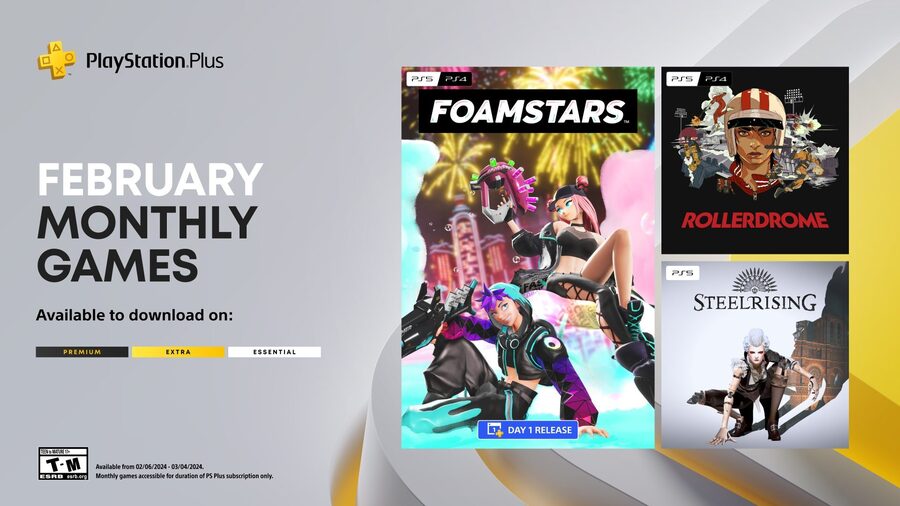 PS4 PS5 PS Plus PS February Games Foamstars Rollerdrome Steelrising PlayStation OzBargain