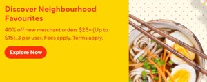 25% off Your First Delivery Order of $25 or More at Select Merchants (Max $15 Saving, Service + Delivery Fees Apply) @ DoorDash