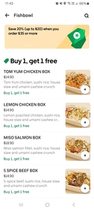 Fishbowl: Buy 1 Get 1 Selected Rice Box @ UberEATS
