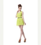 2013 Organza Sunflower Embroidery Slim Sleeveless Lace Dress Only $19.99+Free Shipping