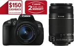 Canon 700DTKIS 700D Twin Lens Kit (18-55 & 55-250mm) $700 after $150 Canon Cashback @ TGG