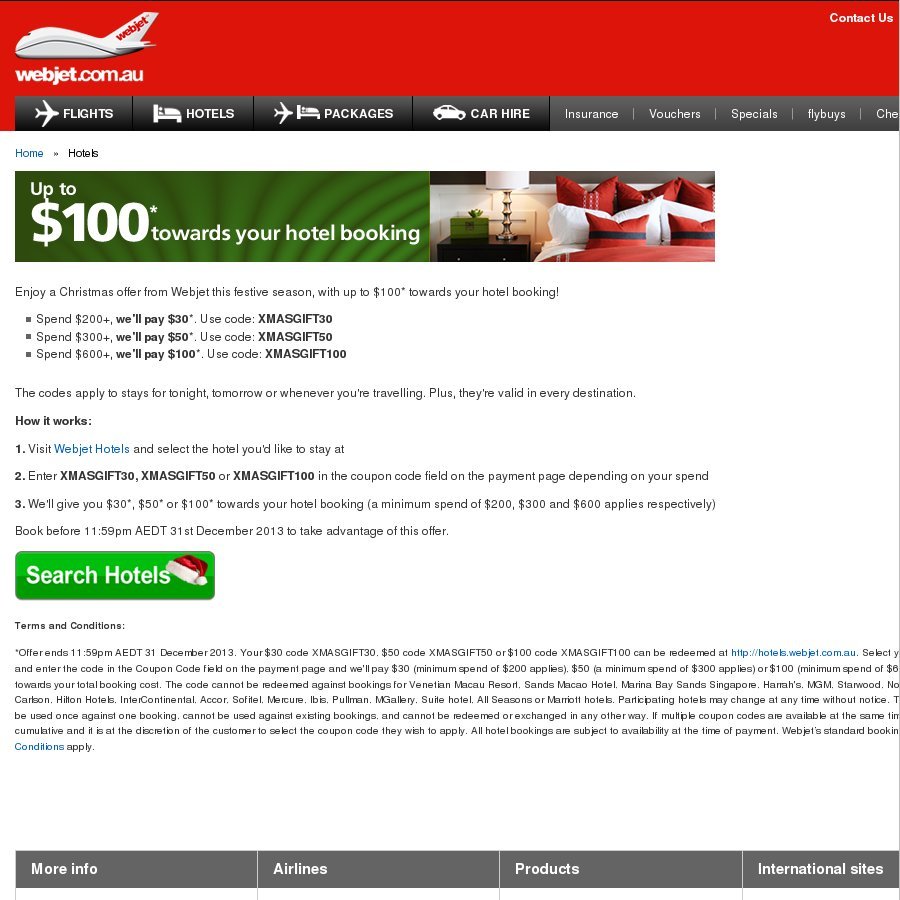 Webjet hotels Discount Codes (up to 100 off) OzBargain