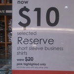 Men's Reserve Short Sleeve Shirts $10 in Store Myer