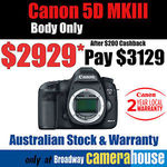 Canon 5D Mark III Body $2929 after $200 Cashback Pay $3129 in Store Broadway NSW Camerahouse