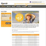 Tiger Air 17 Millionth Passenger Sale - Pay to Go and Book The Return Leg for $17