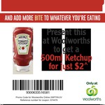 Heinz Tomato Ketchup (500ml) $2 with Coupon @ Woolworths