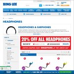 20% off All Headphones at Bing Lee