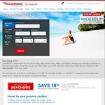CheapTickets - 18% off Accommodation with Discount Code 'Beachside'