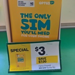 Optus $10 Sim for $3 at Woolworths Petrol Stores