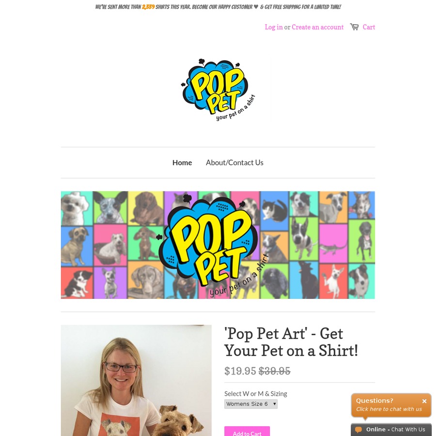 Pop Pet Shirts Get Your Pet Drawn on a Shirt 19.95USD (25.91) Delivered (Normally 39
