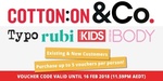 $5 for $20 Online @ Cotton On/Kids/Body ,Typo, Rubi (Min Spend $60) @ Groupon App (Combine with Amex & 20% off Signup)