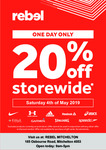 20% off (Some Exclusions) @ Rebel (Online & in-Store)