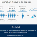 Citibank Credit Card Increased Referral Program - Earn 1,000,000 Points