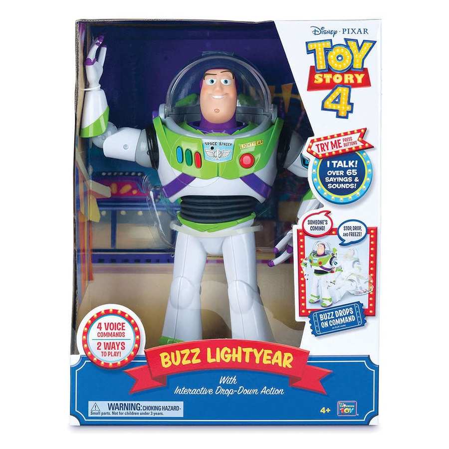 Disney Pixar Toy Story 4 Talking Buzz Lightyear With Interactive Drop ...