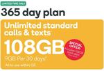 Kogan Mobile - Small 365 Day Plan 108GB (up from 80GB) $150 @ Kogan