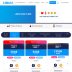 Lebara Long Term Plans - 180 Day 50GB $89 |180 Day 85GB $109 | 360 Day 170GB $209