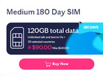 Lebara Medium 180 Day SIM | 120GB | $90 (Was $140) | Unltd Intl Call to 30 Countries, Text to 60 Countries | Stack up to 4 Times