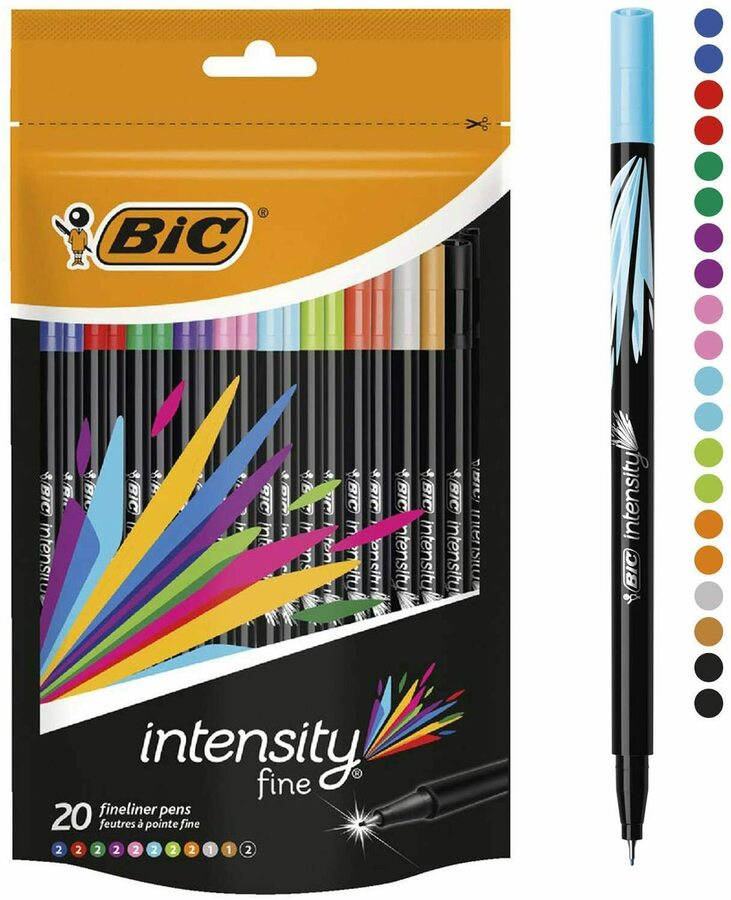 BIC Intensity Fineliner Marker Pen, Medium Point (1.0mm), Assorted Colors,  10-Count