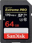 SanDisk Extreme Pro SDXC 64GB $23.99, 128GB $34.02, 256GB $81.50, 512GB $163.09, 1TB $344.25 + Post ($0 Prime/$39+) @ Amazon AU