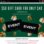 $50 Gift Card for $40 (20% off), Cinebuzz Membership Required @ Event Cinemas (Excludes VIC, ACT & TAS)