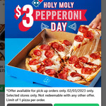 Large Pepperoni Pizza $3 (Pick up Only) @ Domino's (Selected Stores)