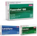 30x Fexorelief 180mg + 10x Lorastyne 10mg + 10x Cetrelief 10mg $14.99 Delivered @ PharmacySavings