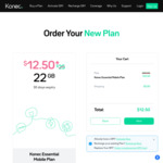 Konec 30-Day Prepaid SIM Card 22GB, Data Banking, Data Gifting, 15 Countries Unlimited Calls - $12.50 ($25/Month Thereafter)