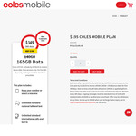 Coles Mobile 365-Day Prepaid 140GB + 25GB Bonus Activation Data (Incl. Free Calls to 15 Countries) $149 @ Coles