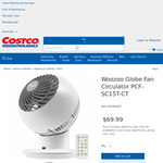 Woozoo Globe Fan Circulator $49.99 (Was $69.99) @Costco (Membership Required)