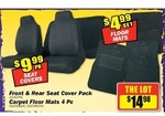 Front & Rear Seat Cover Pack & Carpet Floor Mats 4 Pc All for $14.98 @ Repco. Starts 25th March