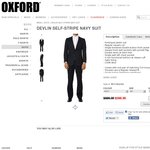 OXFORD Mens Devlin Self-Stripe Navy Suit Was $699, 50% off Plus Extra 25% for Members $265.15