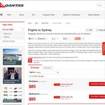 Qantas Domestic Sydney Sale MEL $85; BNE $85; ADL $119; PER $199 Ends 11Nov13